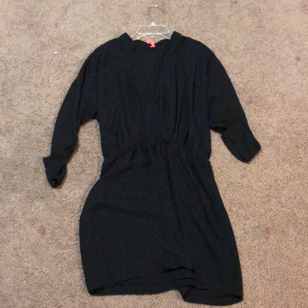 A black mini dress